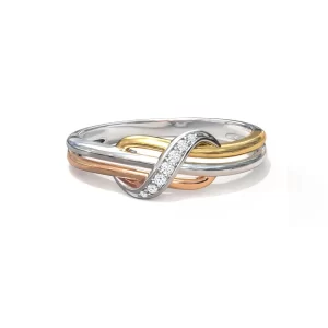 TriGold Elegance Diamond Ring